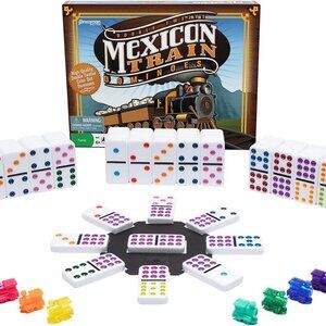Mexican Train Dominoes Double Twelve Pressman Games W/Train and Hub Set